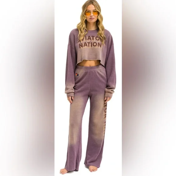 AVIATOR NATION 3D WIDE LEG POCKET SWEATPANTS - Picture 2 of 13